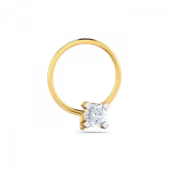 RadiantBeam Diamond Nose Pin In 14Kt Yellow Gold (0.55 gram) with Diamonds (0.11 Ct) - Image 2