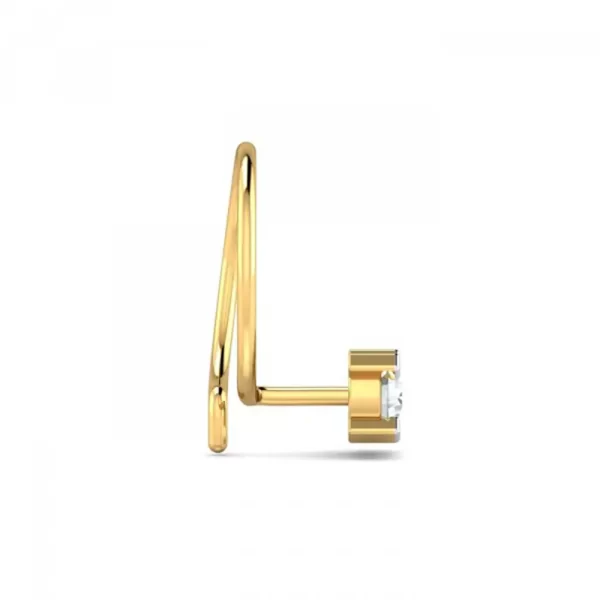 RadiantBeam Diamond Nose Pin In 14Kt Yellow Gold (0.55 gram) with Diamonds (0.11 Ct) - Image 3