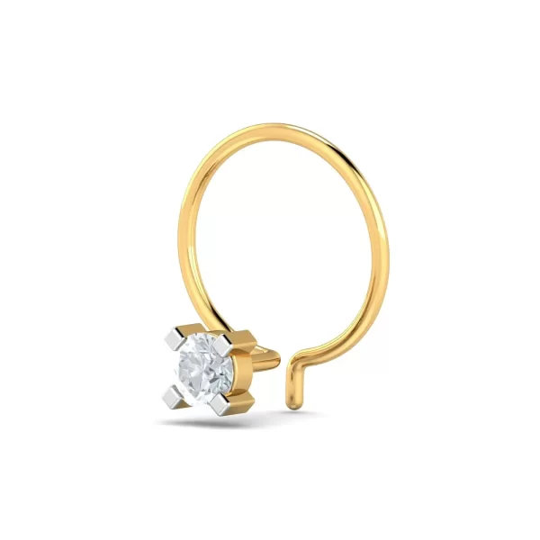 RadiantBeam Diamond Nose Pin In 14Kt Yellow Gold (0.55 gram) with Diamonds (0.11 Ct) - Image 4