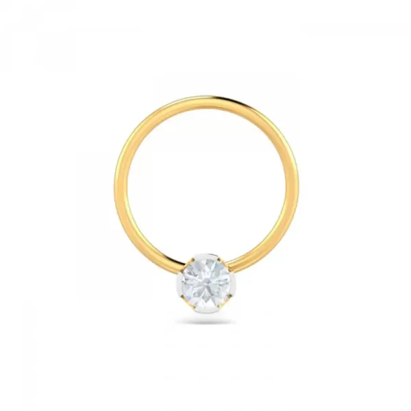 ShimmerDust Diamond Nose Pin In 14Kt Yellow Gold (0.4 gram) with Diamonds (0.08 Ct)