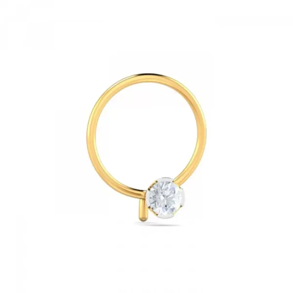ShimmerDust Diamond Nose Pin In 14Kt Yellow Gold (0.4 gram) with Diamonds (0.08 Ct) - Image 2