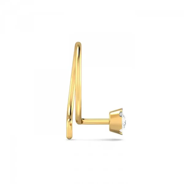 ShimmerDust Diamond Nose Pin In 14Kt Yellow Gold (0.4 gram) with Diamonds (0.08 Ct) - Image 3