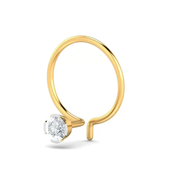 ShimmerDust Diamond Nose Pin In 14Kt Yellow Gold (0.4 gram) with Diamonds (0.08 Ct) - Image 4
