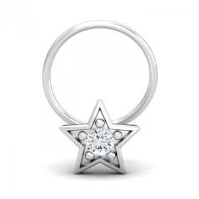 GleamingGaze Diamond Nose Pin In 14Kt Yellow Gold (0.3 gram) with Diamonds (0.06 Ct)