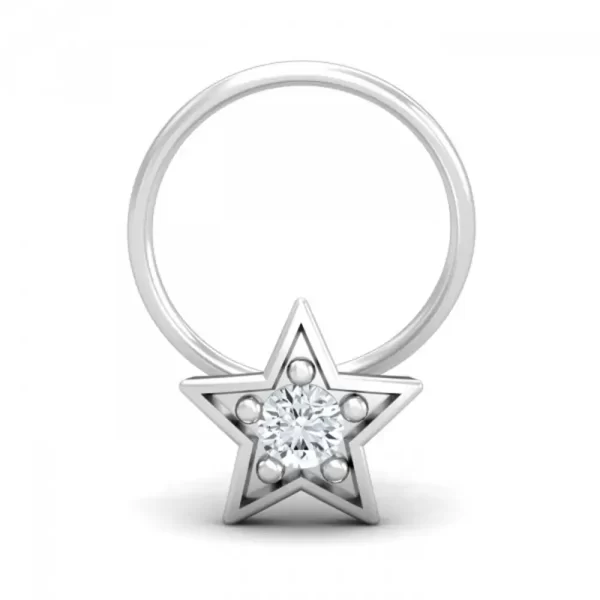 GleamingGaze Diamond Nose Pin In 14Kt Yellow Gold (0.3 gram) with Diamonds (0.06 Ct)