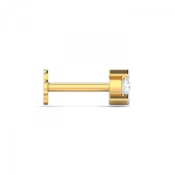 LuminaryDazzle Diamond Nose Pin In 14Kt Yellow Gold (0.55 gram) with Diamonds (0.11 Ct) - Image 3