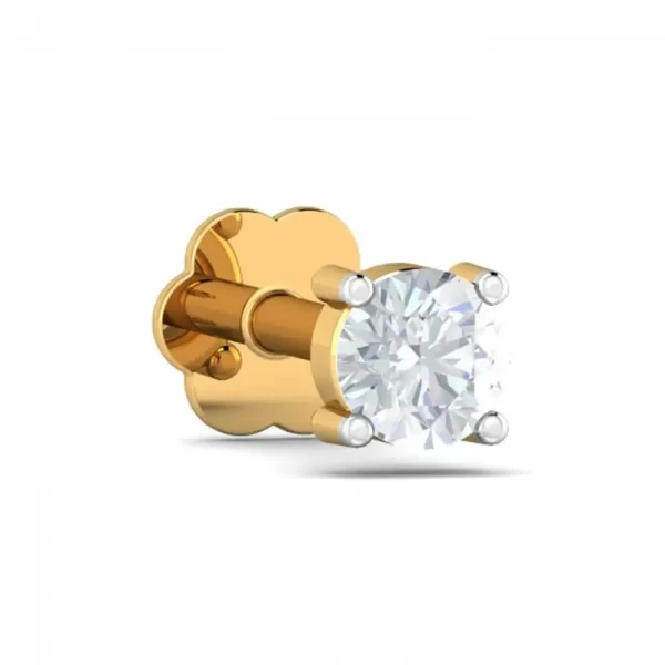 RadianceGlint Diamond Nose Pin In 14Kt Yellow Gold (0.4 gram) with Diamonds (0.08 Ct) - Image 3
