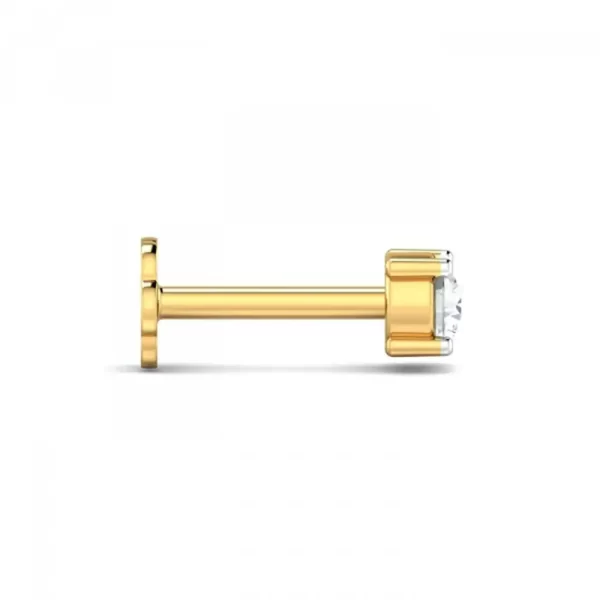 RadianceGlint Diamond Nose Pin In 14Kt Yellow Gold (0.4 gram) with Diamonds (0.08 Ct) - Image 4