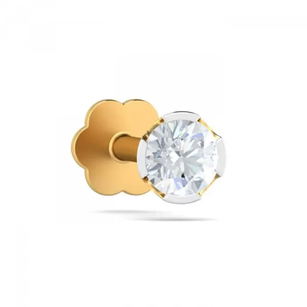 DazzleBeam Diamond Nose Pin In 14Kt Yellow Gold (0.4 gram) with Diamonds (0.08 Ct) - Image 2