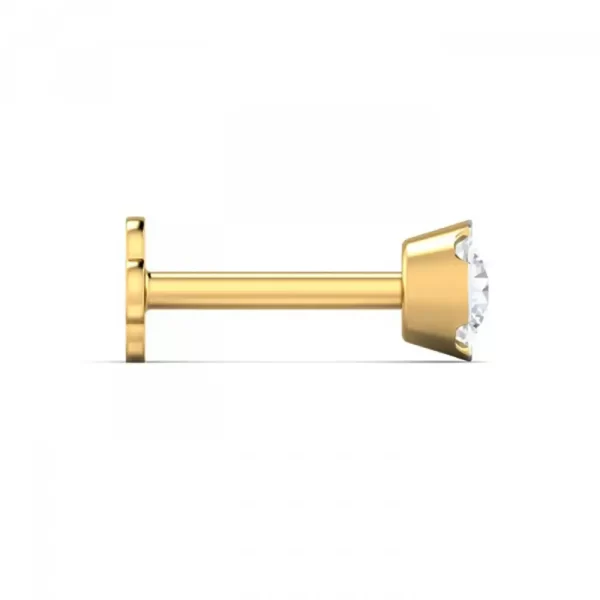 DazzleBeam Diamond Nose Pin In 14Kt Yellow Gold (0.4 gram) with Diamonds (0.08 Ct) - Image 3