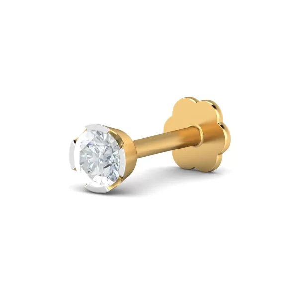 DazzleBeam Diamond Nose Pin In 14Kt Yellow Gold (0.4 gram) with Diamonds (0.08 Ct) - Image 4