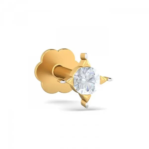 TwinkleGlow Diamond Nose Pin In 14Kt Yellow Gold (0.2 gram) with Diamonds (0.04 Ct) - Image 2