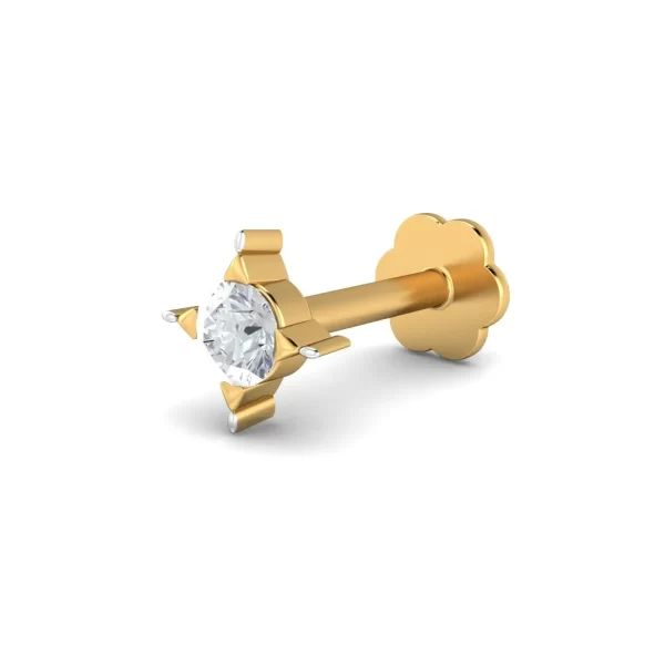 TwinkleGlow Diamond Nose Pin In 14Kt Yellow Gold (0.2 gram) with Diamonds (0.04 Ct) - Image 4