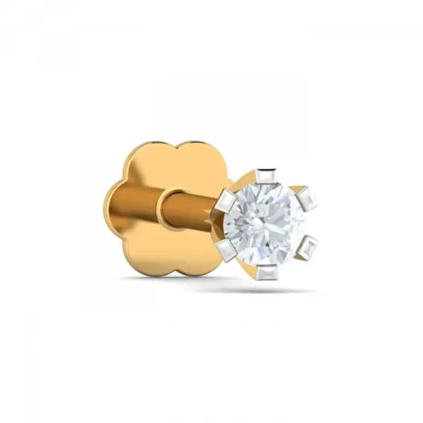 GlimmerGaze Diamond Nose Pin In 14Kt Yellow Gold (0.25 gram) with Diamonds (0.05 Ct) - Image 2