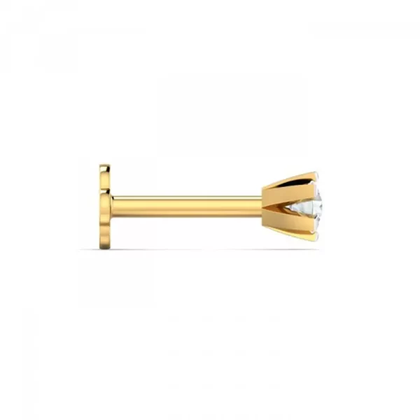 GlimmerGaze Diamond Nose Pin In 14Kt Yellow Gold (0.25 gram) with Diamonds (0.05 Ct) - Image 3