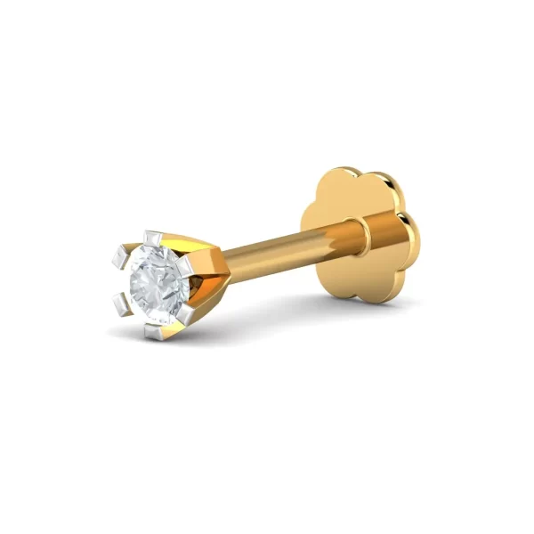 GlimmerGaze Diamond Nose Pin In 14Kt Yellow Gold (0.25 gram) with Diamonds (0.05 Ct) - Image 4