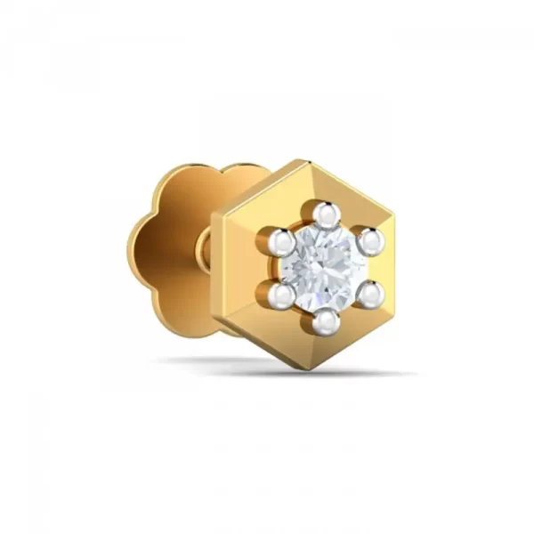 SparkleGlitter Diamond Nose Pin In 14Kt Yellow Gold (0.25 gram) with Diamonds (0.05 Ct) - Image 2
