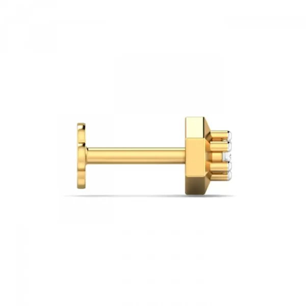 SparkleGlitter Diamond Nose Pin In 14Kt Yellow Gold (0.25 gram) with Diamonds (0.05 Ct) - Image 3