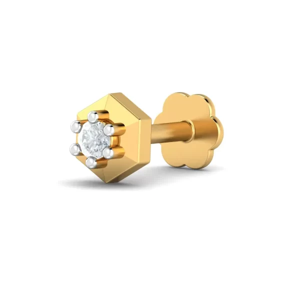SparkleGlitter Diamond Nose Pin In 14Kt Yellow Gold (0.25 gram) with Diamonds (0.05 Ct) - Image 4