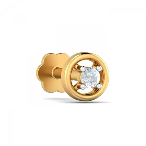 LusterBloom Diamond Nose Pin In 14Kt Yellow Gold (0.4 gram) with Diamonds (0.08 Ct) - Image 2