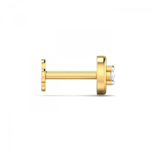 LusterBloom Diamond Nose Pin In 14Kt Yellow Gold (0.4 gram) with Diamonds (0.08 Ct) - Image 3