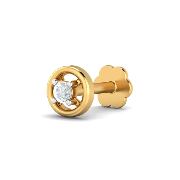 LusterBloom Diamond Nose Pin In 14Kt Yellow Gold (0.4 gram) with Diamonds (0.08 Ct) - Image 4