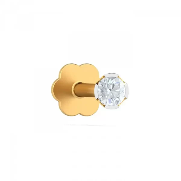 GleamGlimpse Diamond Nose Pin In 14Kt Yellow Gold (0.25 gram) with Diamonds (0.05 Ct) - Image 2