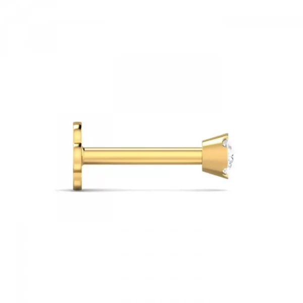 GleamGlimpse Diamond Nose Pin In 14Kt Yellow Gold (0.25 gram) with Diamonds (0.05 Ct) - Image 3