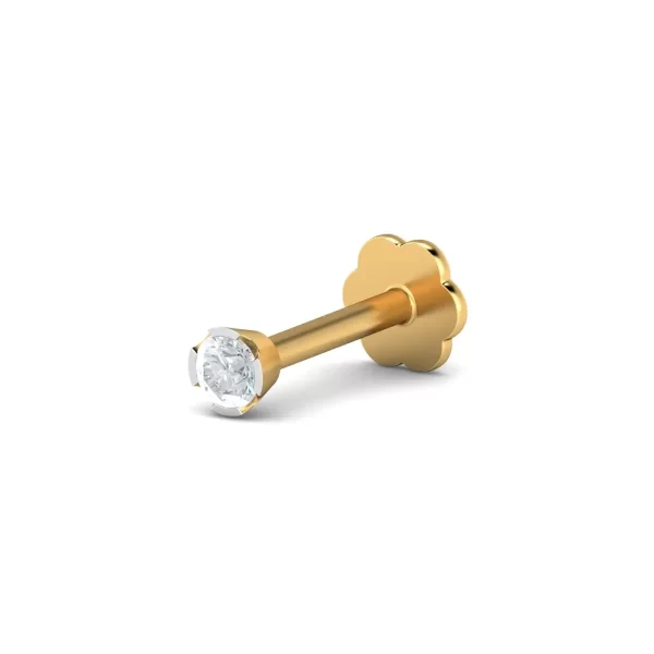 GleamGlimpse Diamond Nose Pin In 14Kt Yellow Gold (0.25 gram) with Diamonds (0.05 Ct) - Image 4