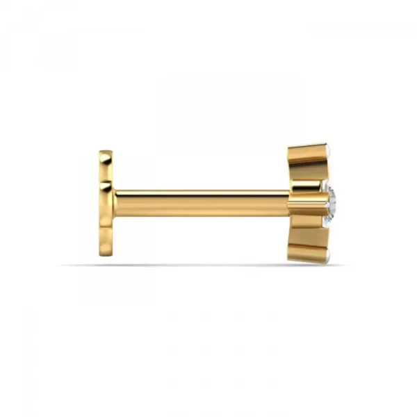 ShimmerBeam Diamond Nose Pin In 14Kt Yellow Gold (0.25 gram) with Diamonds (0.05 Ct) - Image 3