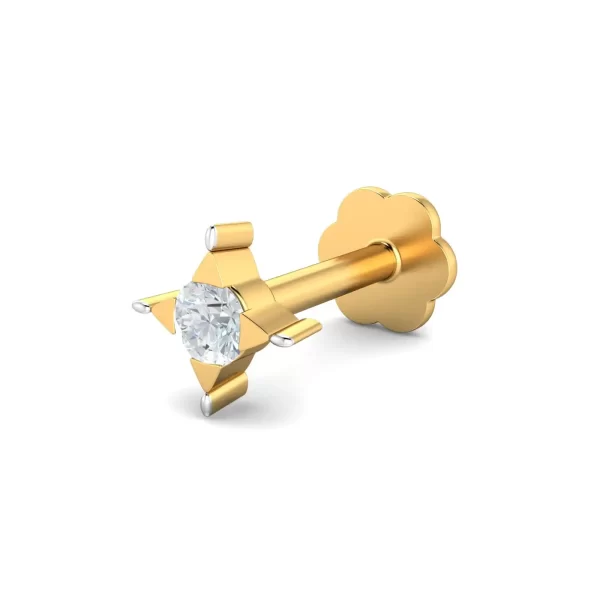 ShimmerBeam Diamond Nose Pin In 14Kt Yellow Gold (0.25 gram) with Diamonds (0.05 Ct) - Image 4