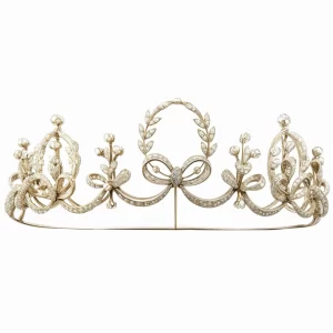 wedding crown 7 Carat Round Brilliant Diamond 42.9 Gms 14K Gold
