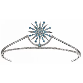 Antique Tiara 10.33 Carat Rose Cut Diamond & Topaz 47.56 Gms 925 Sterling Silver