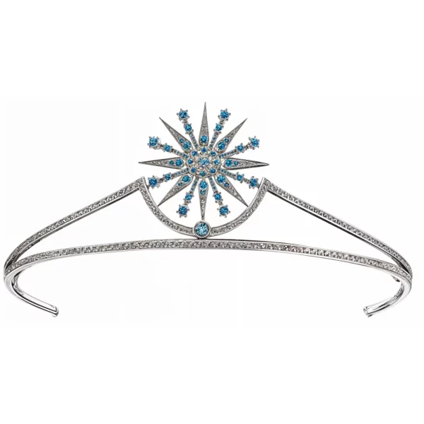 Antique Tiara 10.33 Carat Rose Cut Diamond & Topaz 47.56 Gms 925 Sterling Silver