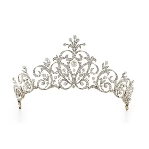 Dramatic 13.5 Carat Diamond 925 Sterling Silver Queen Crown