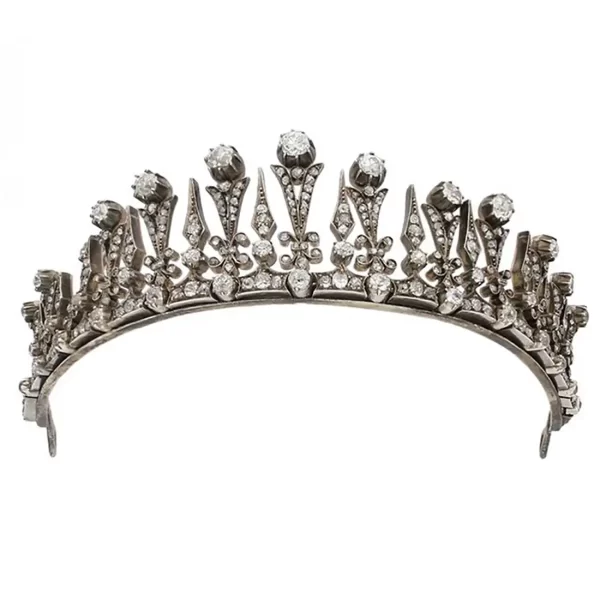 Floral 9.49 Carat Diamond 925 Sterling Silver Princess Tiara