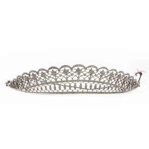 Unique 12.92 Carat Diamond 925 Sterling Silver Queen Tiara