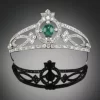 Beautiful 18.5 Carat Diamond Emerald 55.5 Gms 14Kt White Gold Queen Crown