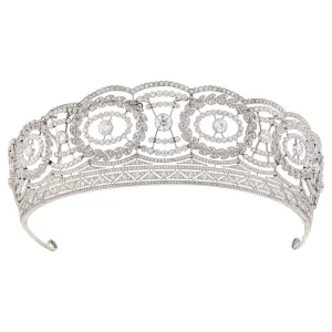 Bold 36.15 Carat Diamond  108.45 Gms 14Kt White Gold Princess Crown