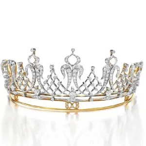Elegant 6.08 Carat Diamond  60.8 Gms 14Kt White Gold Birthday Crown