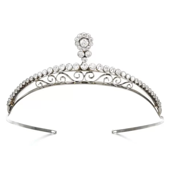 Shimmering 5.1 Carat Diamond  40.8 Gms 14Kt White Gold Bridal Tiara