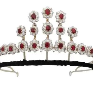 Bold 50.4 Carat Diamond ruby 60.48 Gms 14Kt White Gold Birthday Tiara
