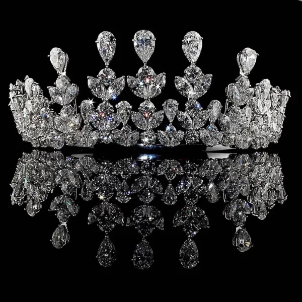 Elegant 165 Pcs Cubic Zirconia Diamond 66 Gms 925 Sterling Silver Queen Tiara