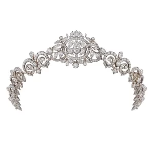 Handmade 620 Pcs Cubic Zirconia Diamond 62 Gms 925 Sterling Silver Princess Tiara