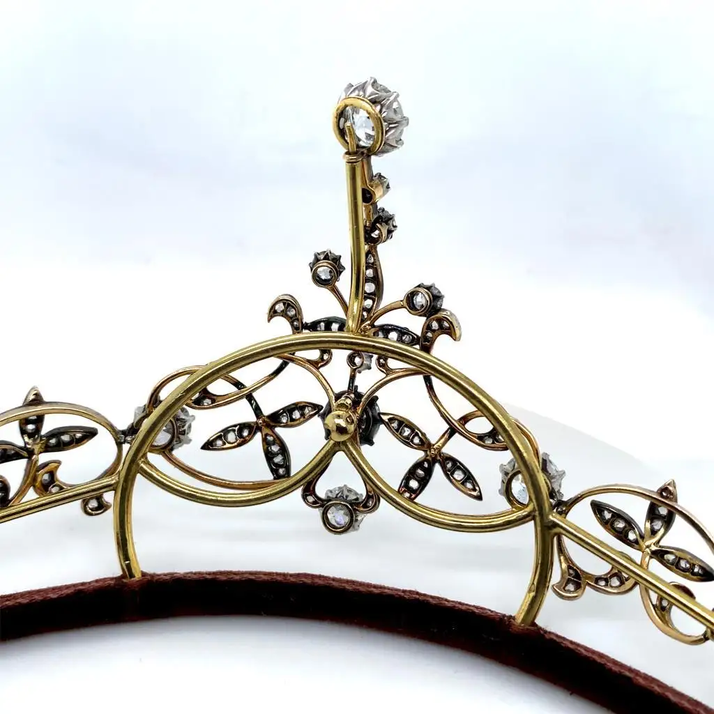 Victorian Diamond Necklace & Tiara Set – Antique Finish | 925 Sterling Silver | 8.9 Carats | Costozon - Image 2