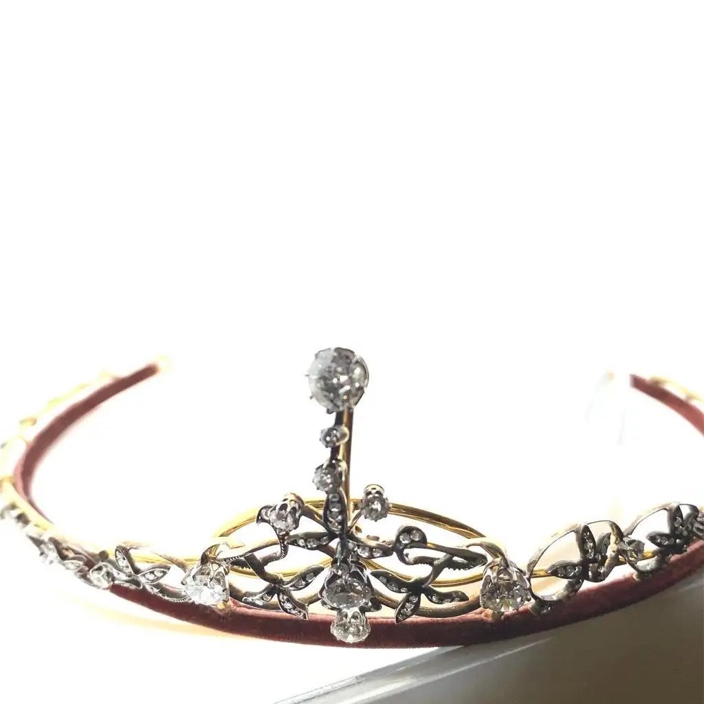 Victorian Diamond Necklace & Tiara Set – Antique Finish | 925 Sterling Silver | 8.9 Carats | Costozon - Image 4