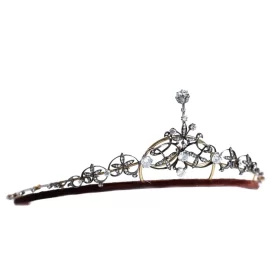 Victorian Diamond Necklace & Tiara Set – Antique Finish | 925 Sterling Silver | 8.9 Carats | Costozon