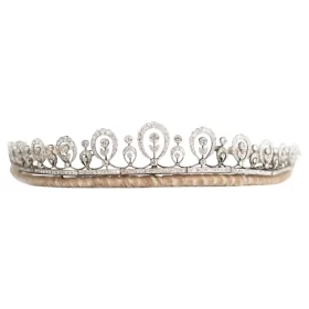 Imperial Garland Diamond Convertible Tiara Necklace Set – 925 Sterling Silver with Rose Cut Diamonds (14.7 Carats)