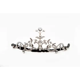 Victorian Bloom Diamond Convertible Tiara Necklace Set – 925 Sterling Silver with Natural Rose Cut Diamonds (12.92 Carats)