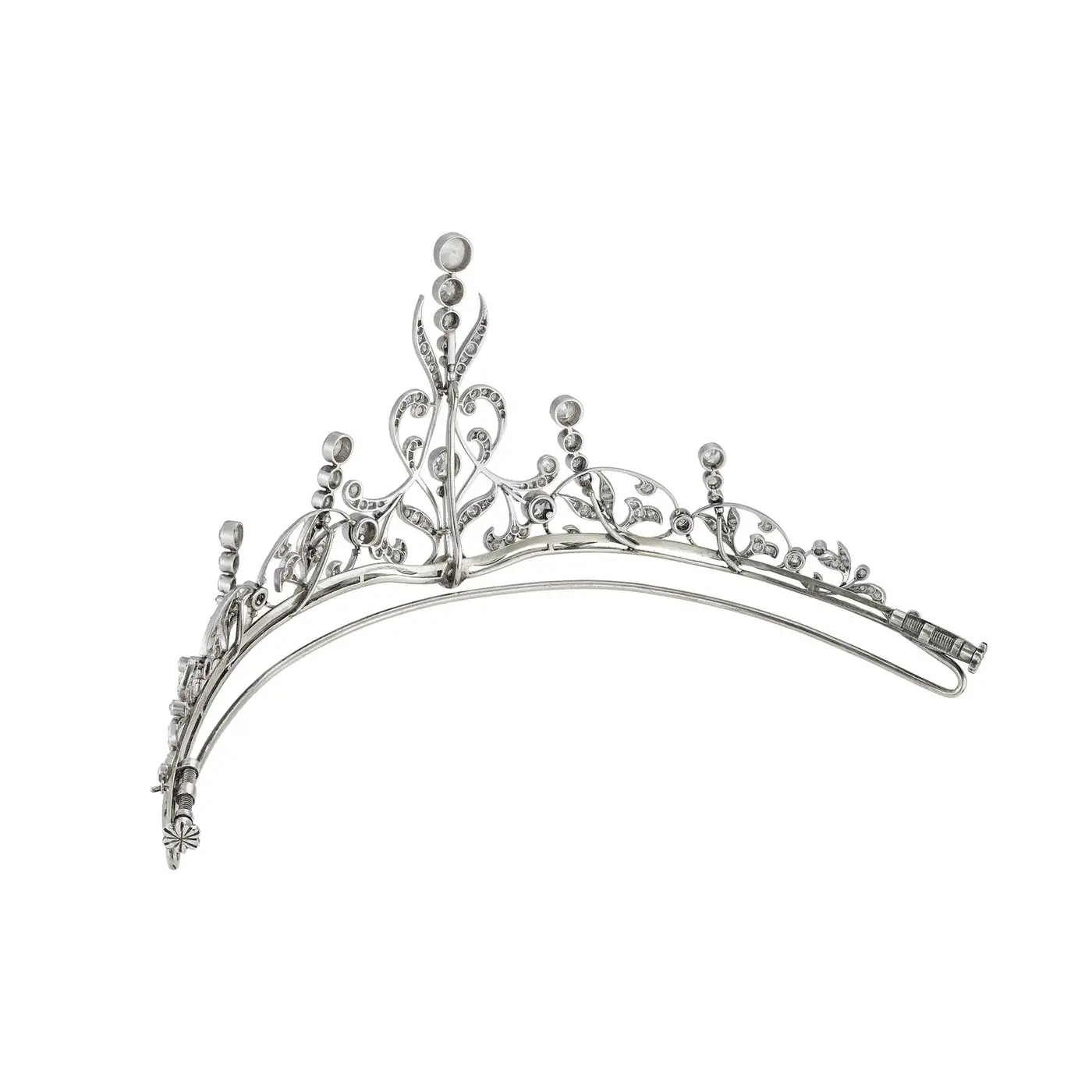 Edwardian Scrollwork Diamond Convertible Tiara Necklace Set – Regal White Gold Tone (15 Carats) - Image 2